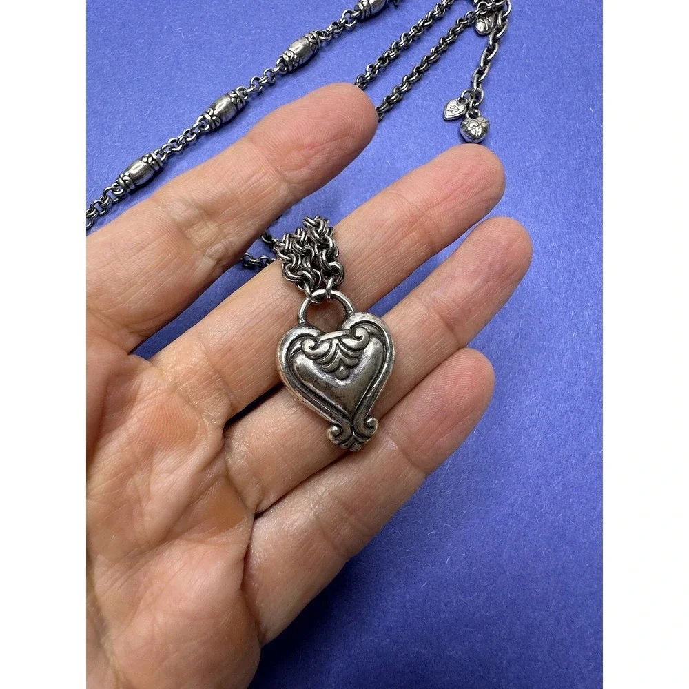 Brighton Necklace Bracelet Set‎ Heart Creative Memories Silver Barrel Links